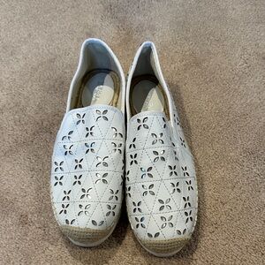 Michael Kors White Perforated Slip-On Espadrille Mule